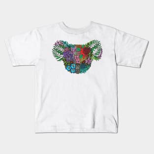 Floral Koala Color White Background Kids T-Shirt